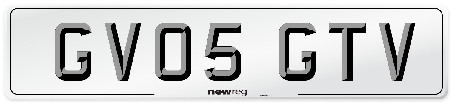 GV05 GTV Number Plate from New Reg